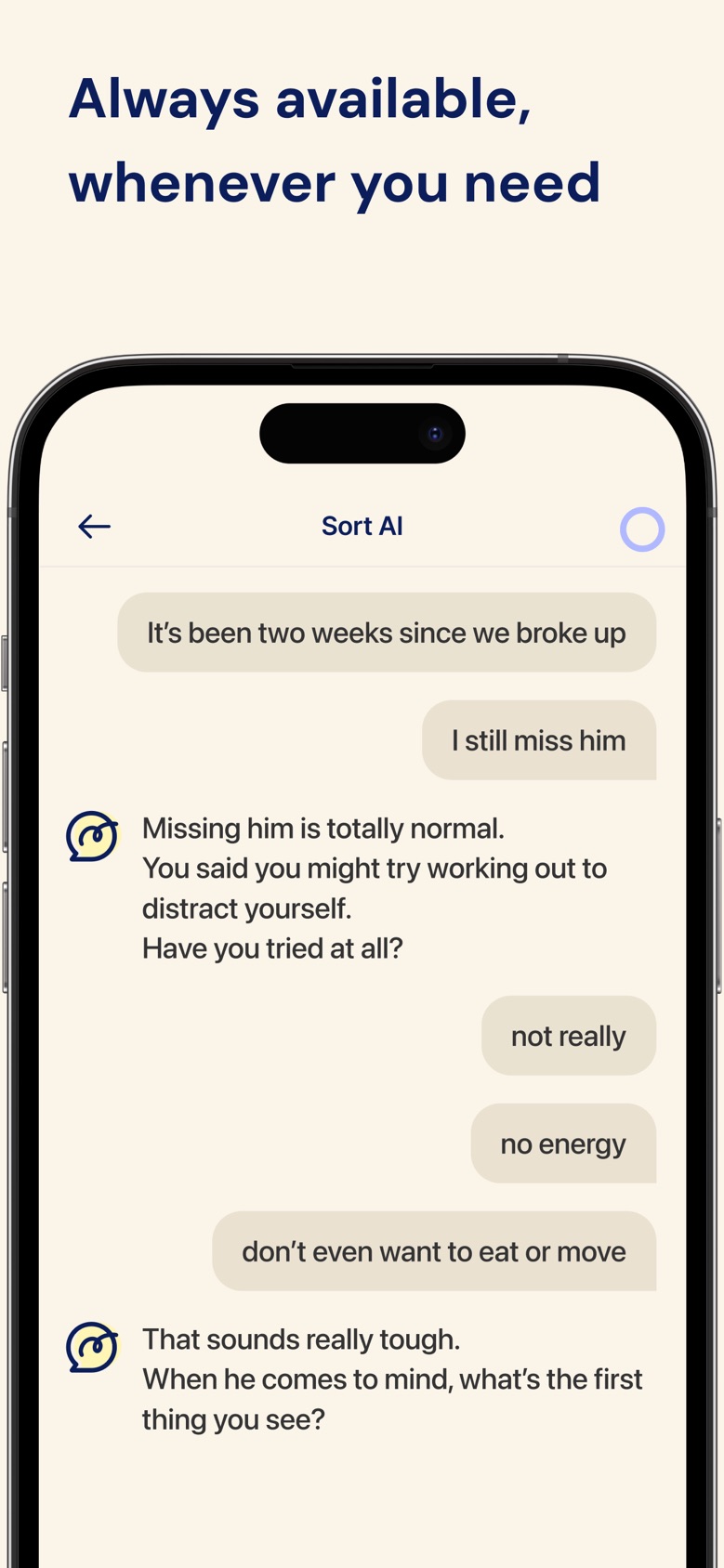 Sort AI conversation interface, shown in its App Store screenshot